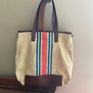 Fossil striped tote bag